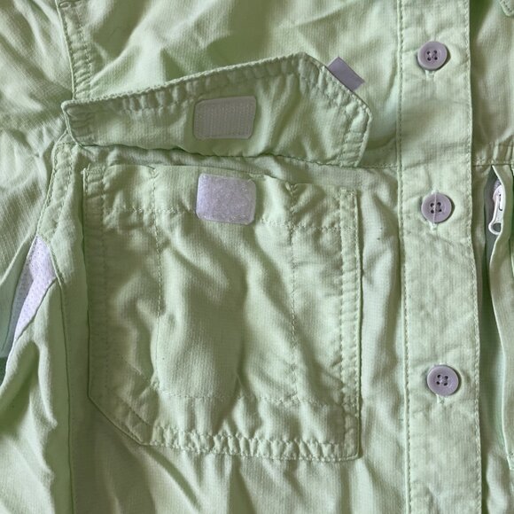 Habit Womens Lime Green Nylon Button-Up Shirt W/ 30+ Solar Factor S/P - Picture 8 of 10